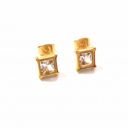 Attract Crystal Stud Gold Earrings